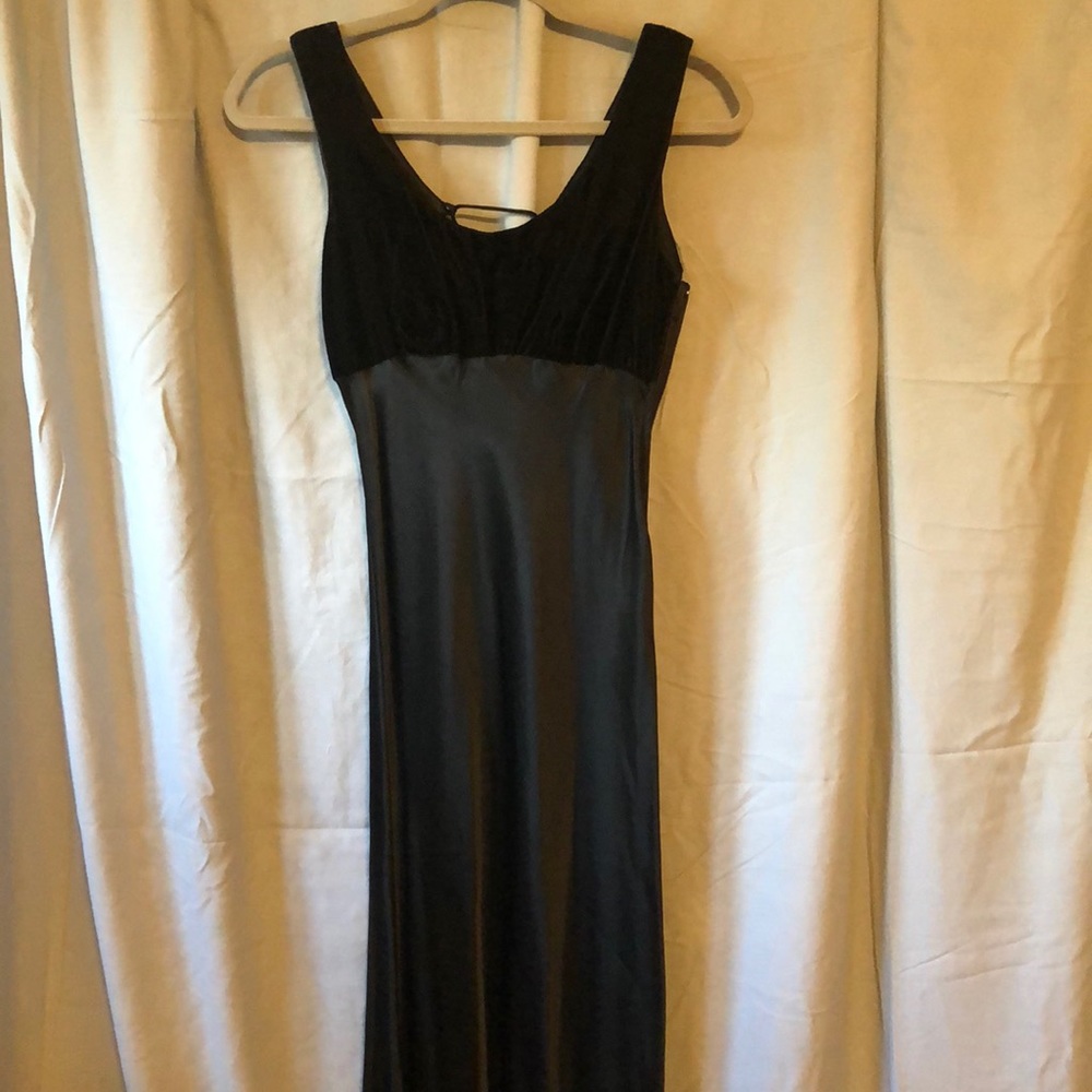 Black long velvet sateen dress. Worn once.